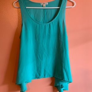 Teal silky feel flowy tank top